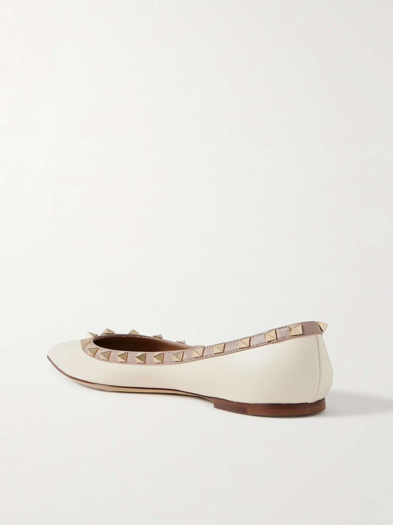 Rockstud 가죽 포인트 발가락 플랫 3