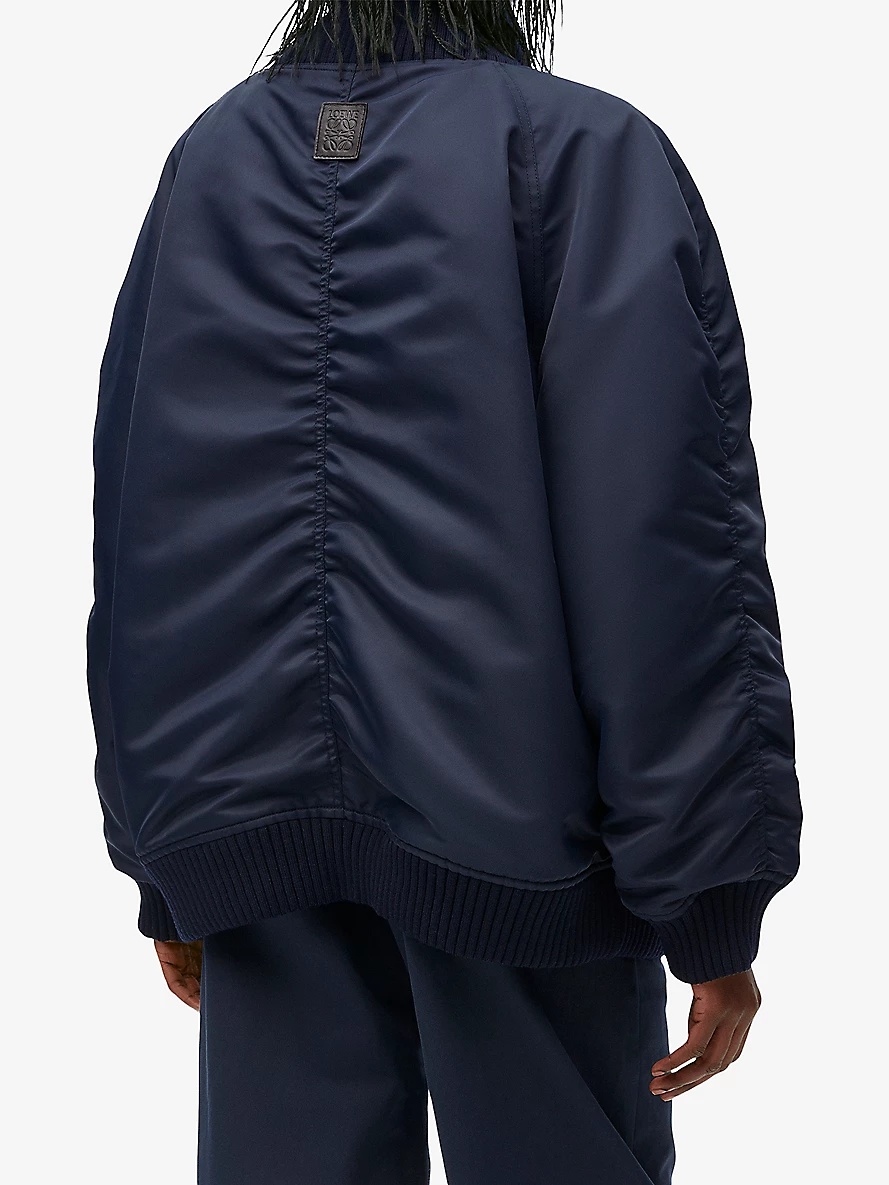 Shawl-collar oversized-fit shell bomber jacket - 4