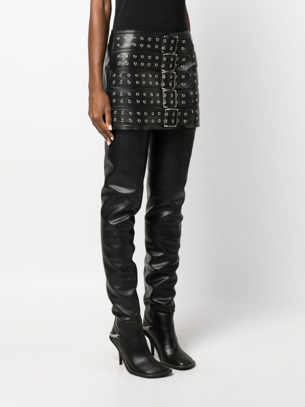 belted leather miniskirt - 3