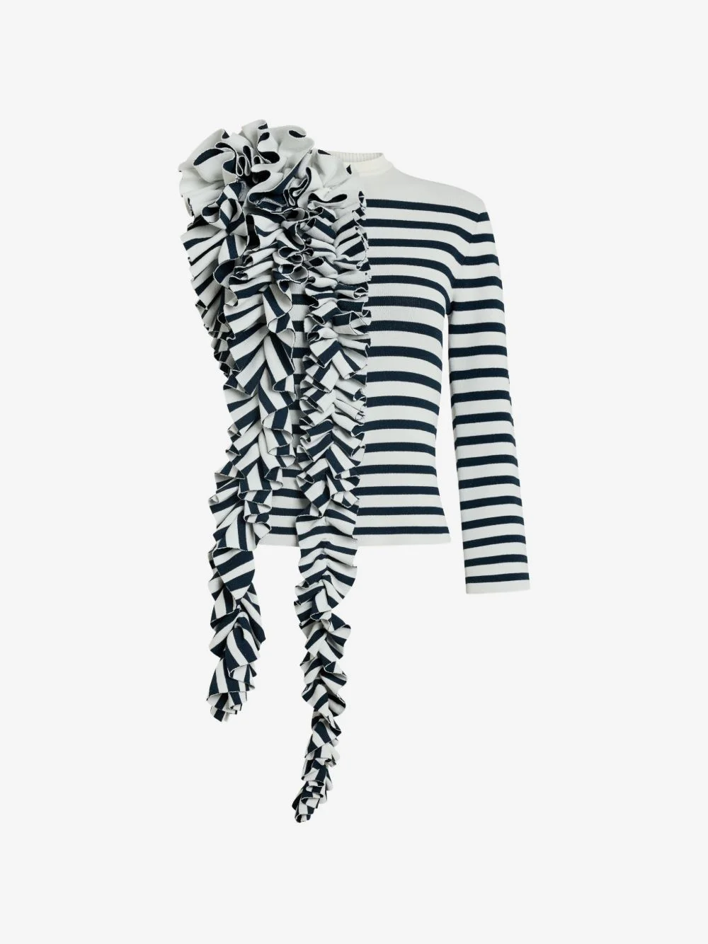 ruffled-detail striped-pattern top - 1