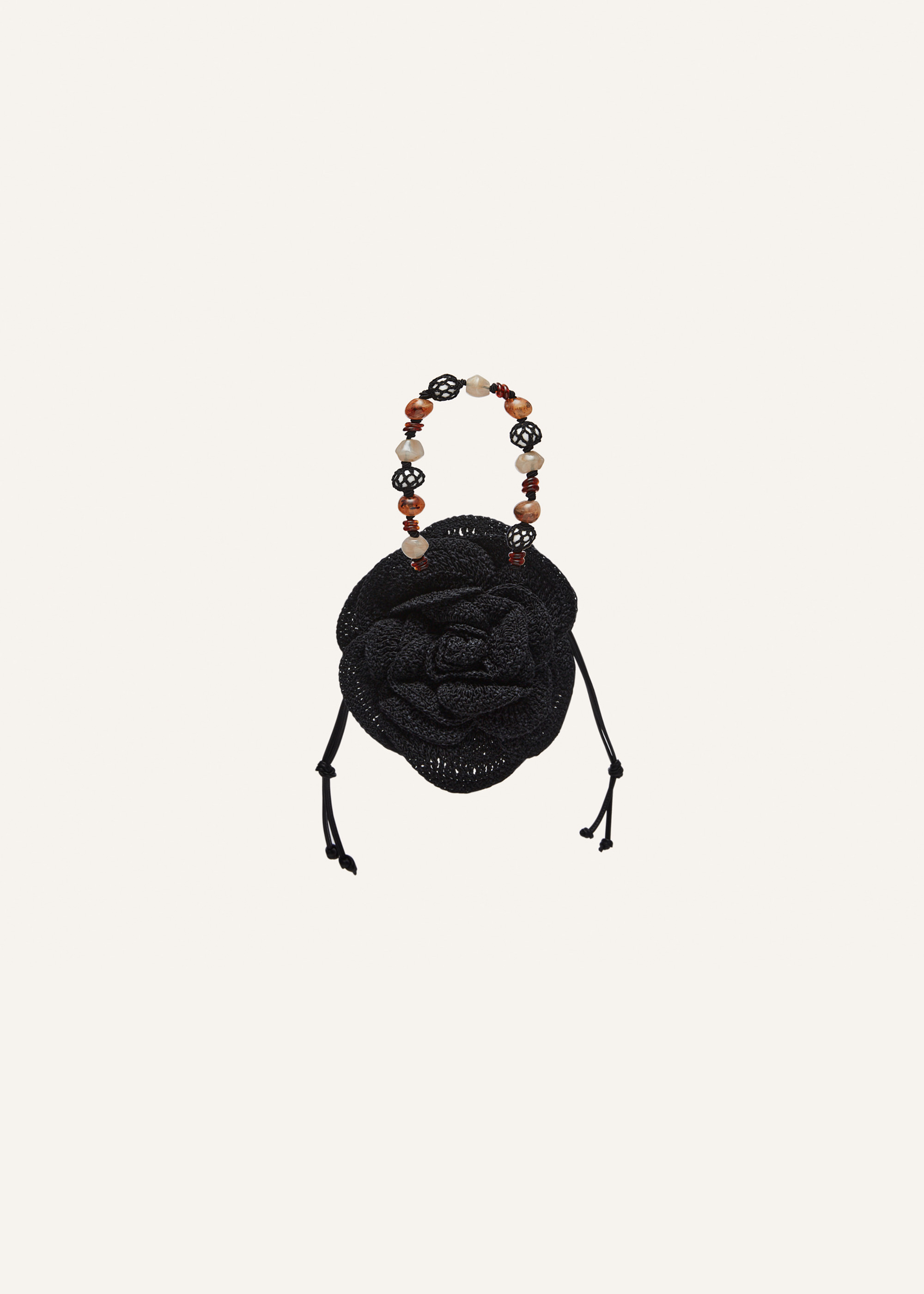 Magda bag beads strap in black crochet - 1