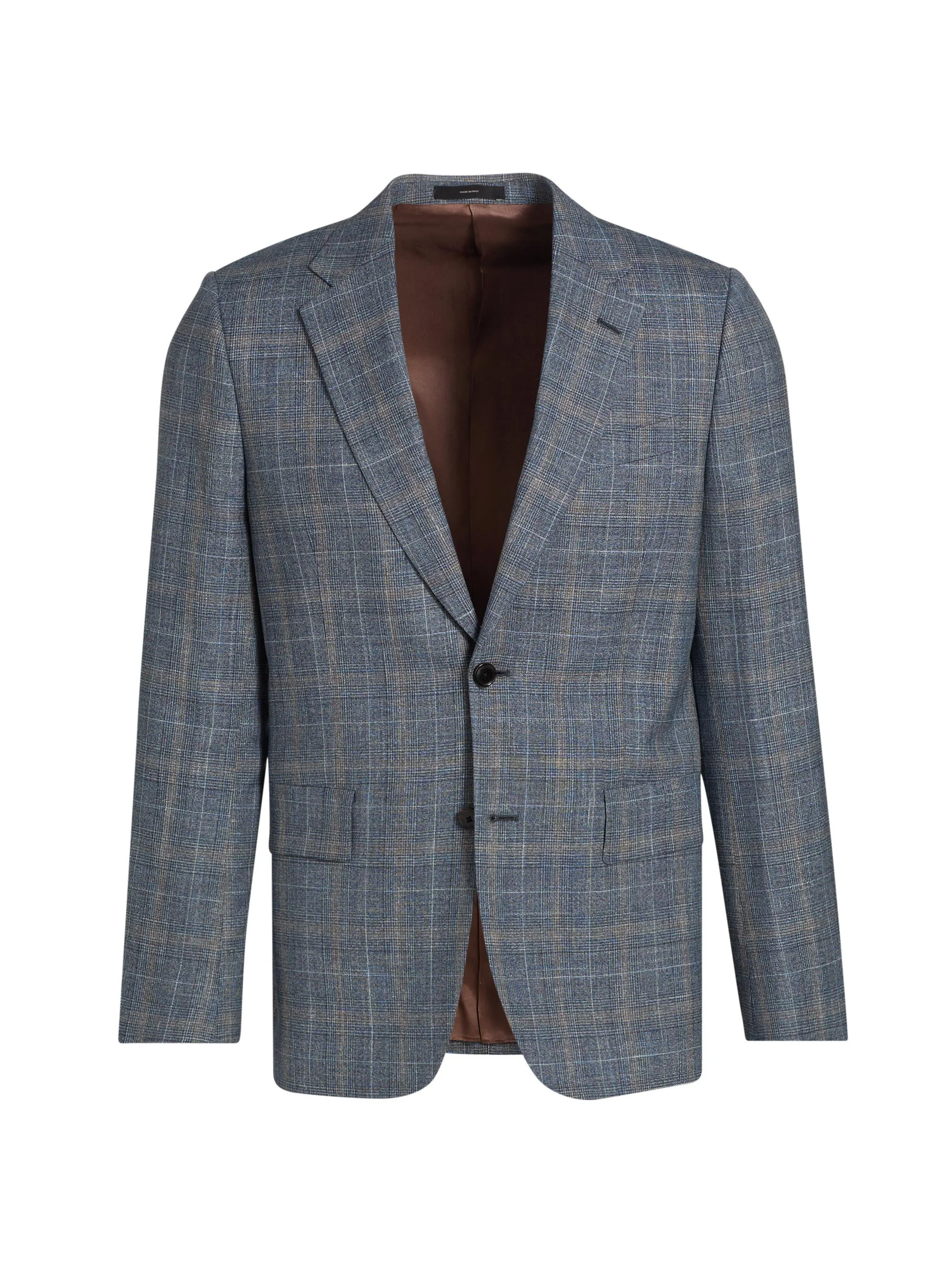Men's Glen Plaid Wool-Blend Tailored-Fit Jacket - Greyish Blue - 1
