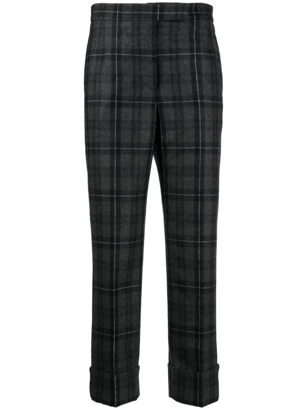 check-pattern cropped trousers - 1