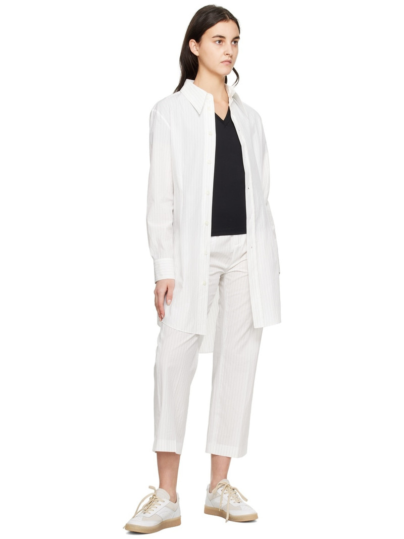 MM6 Maison Margiela White Pinstripe Trousers outlook