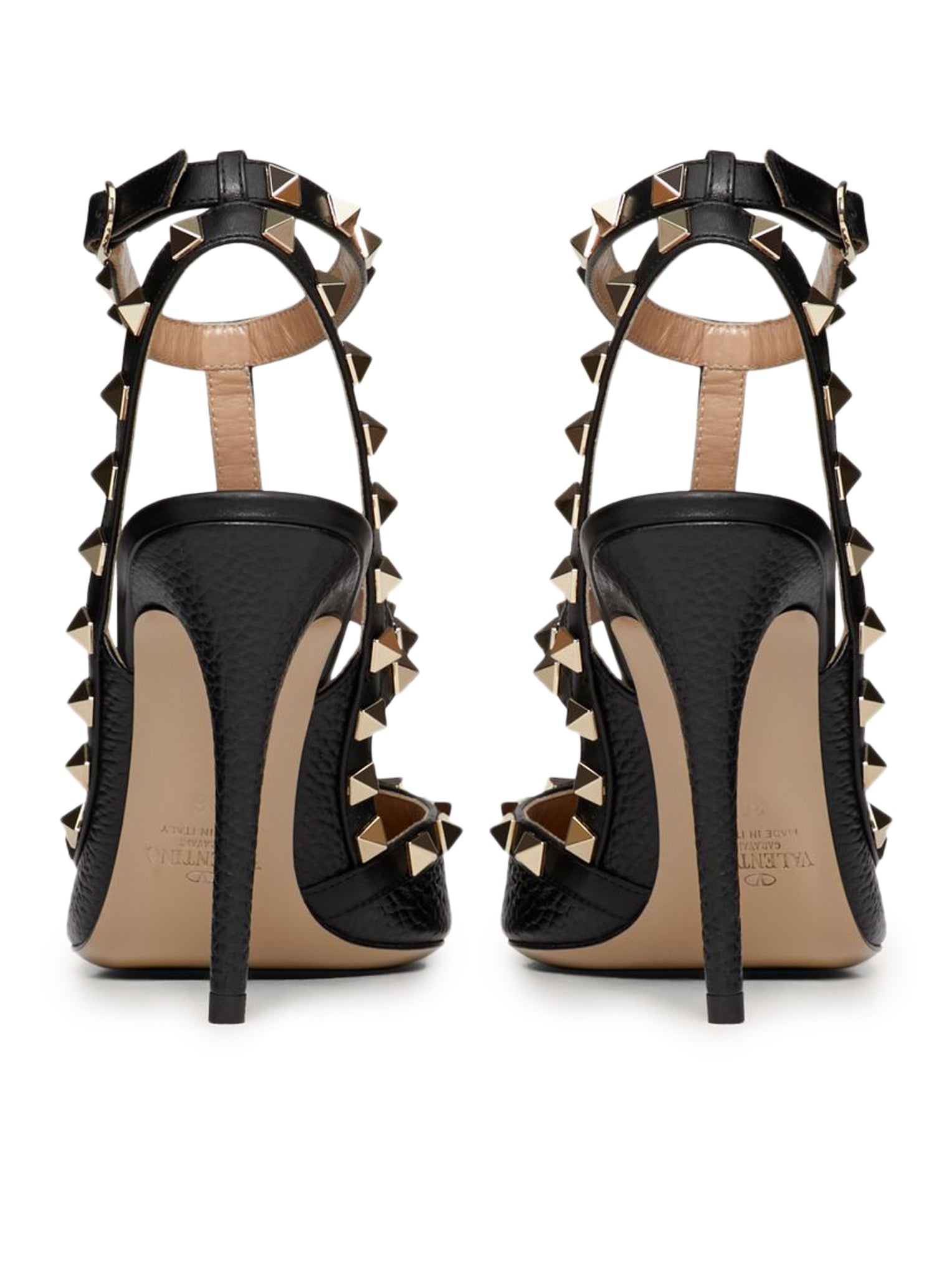 ROCKSTUD GARNET CALFSKIN STRAPS PUMPS 100MM - 4