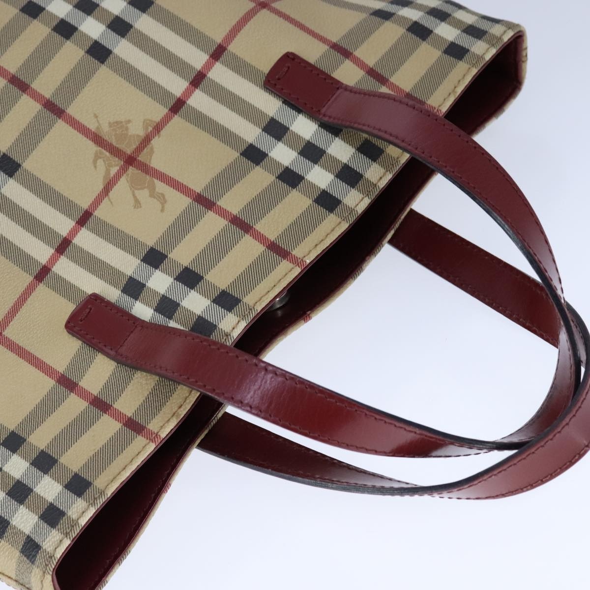 Burberry Nova Check Hand Bag Pvc Leather Beige - 6