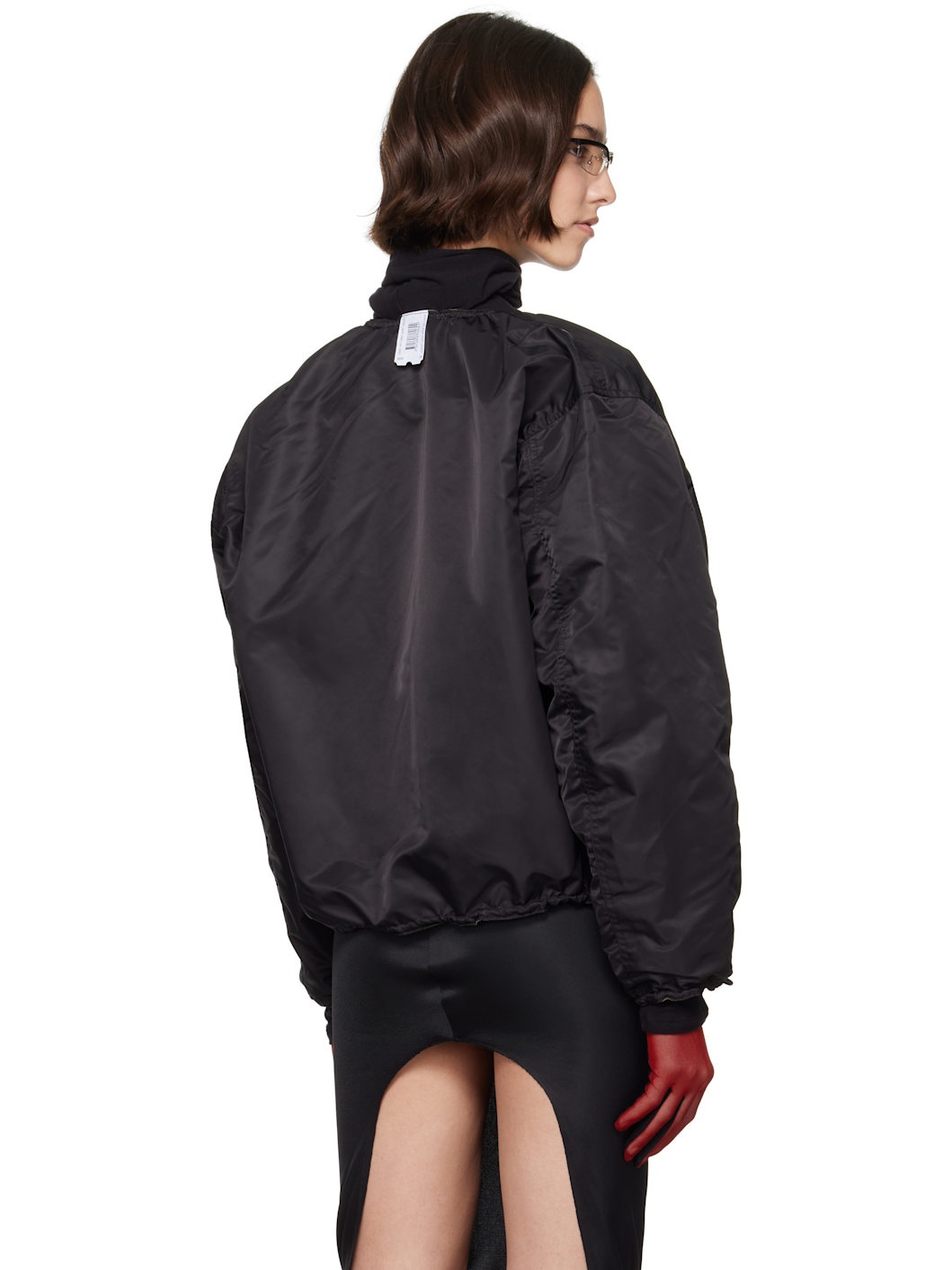 Black Nylon Reversible Bomber Jacket - 3