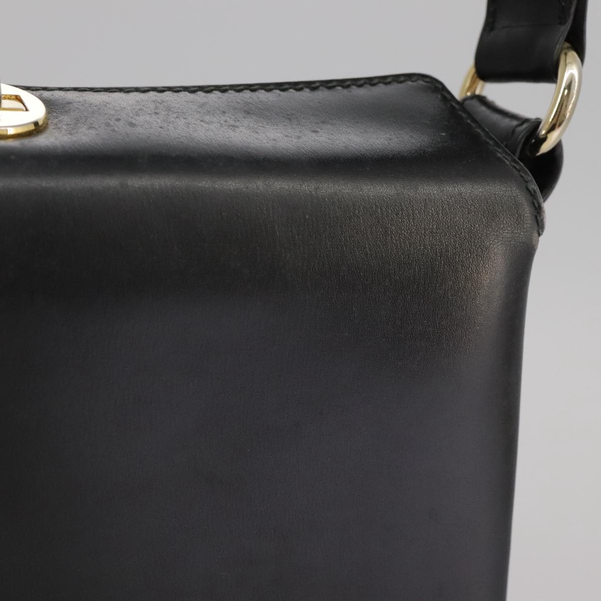 GUCCI Hand Bag Leather Black Gold - 4