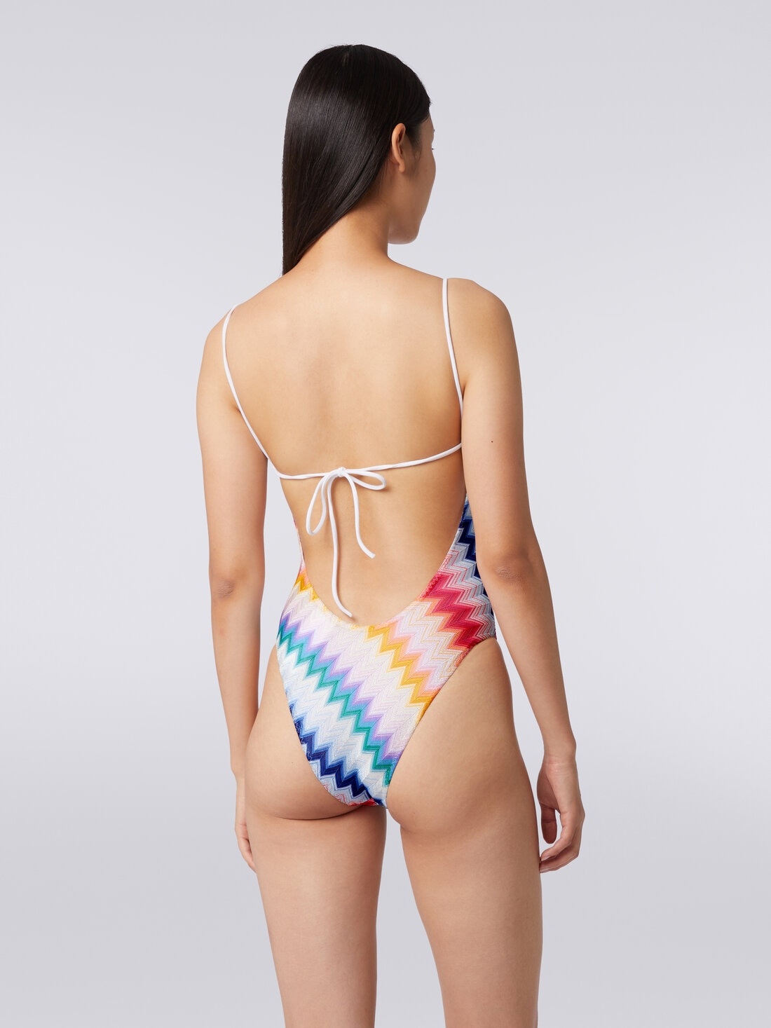 Zigzag one-piece swimming costume with lurex - 4
