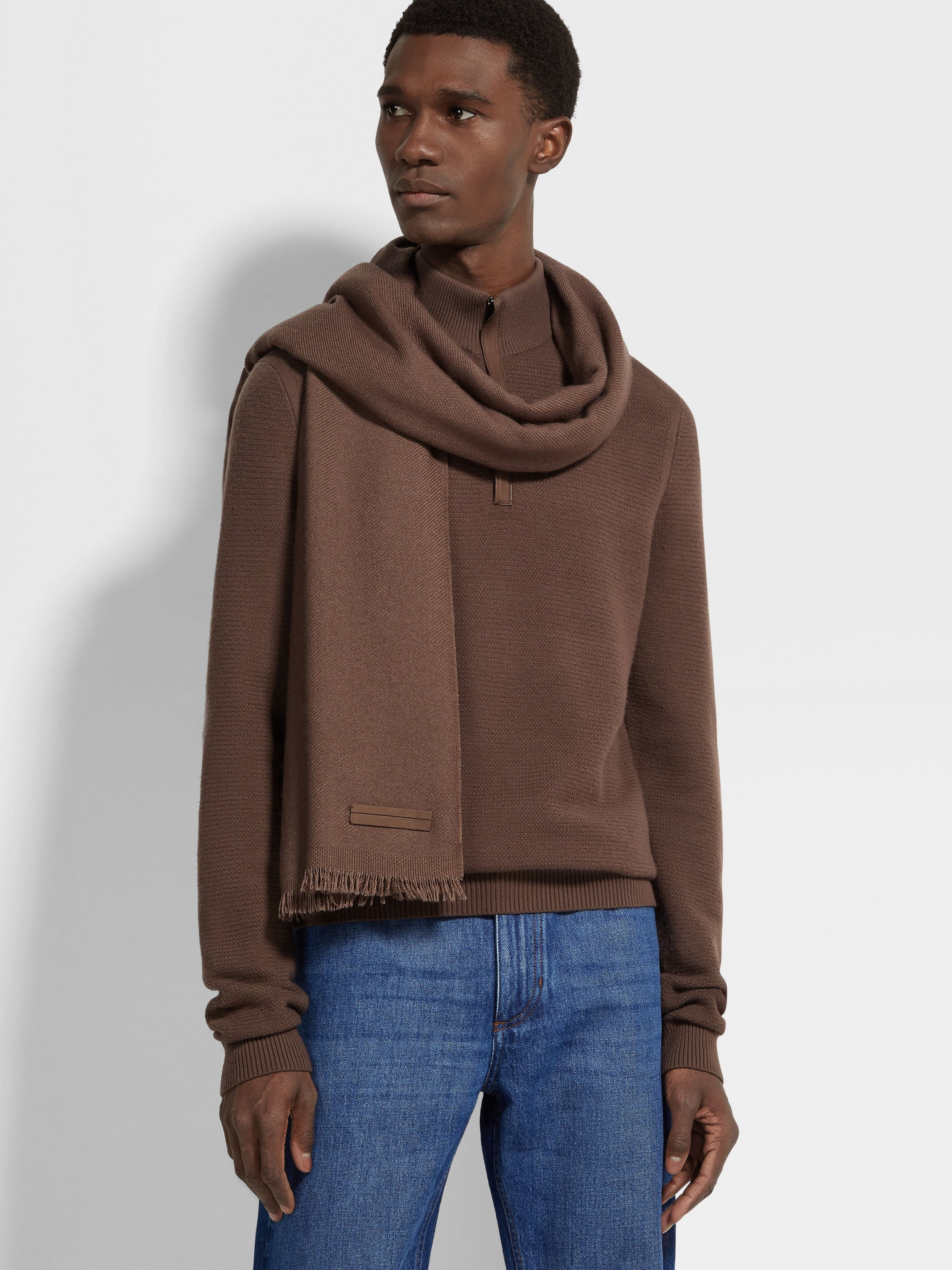BROWN CASHMERE SCARF - 3