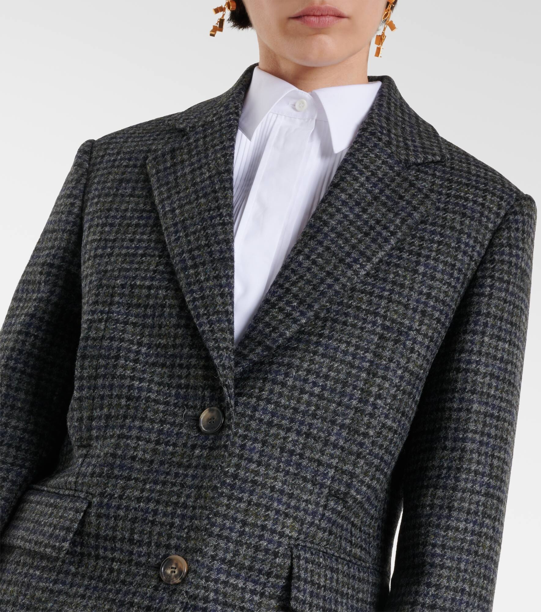 Houndstooth wool blazer - 4