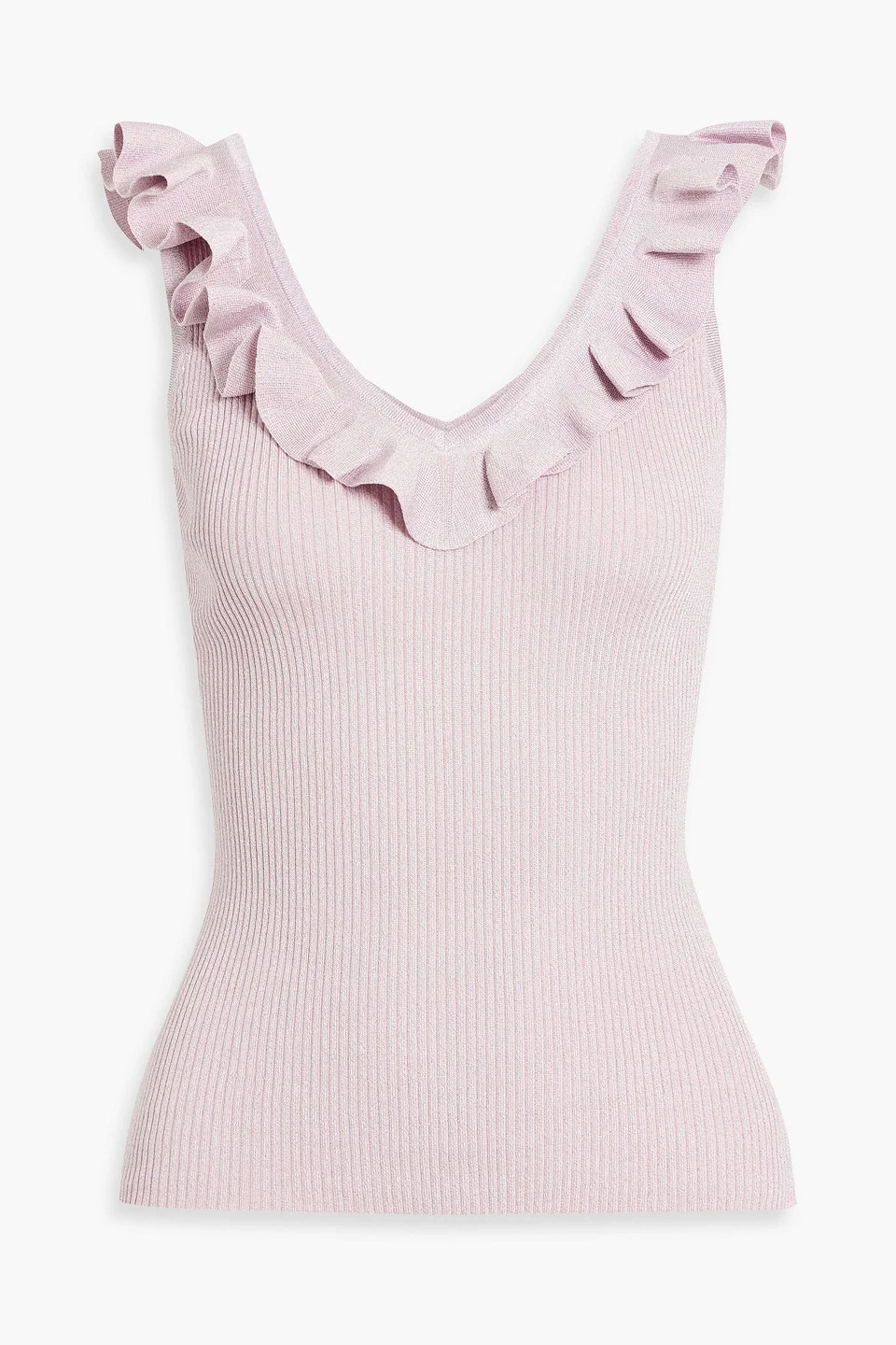 Ruffled ribbed-knit tank - 1