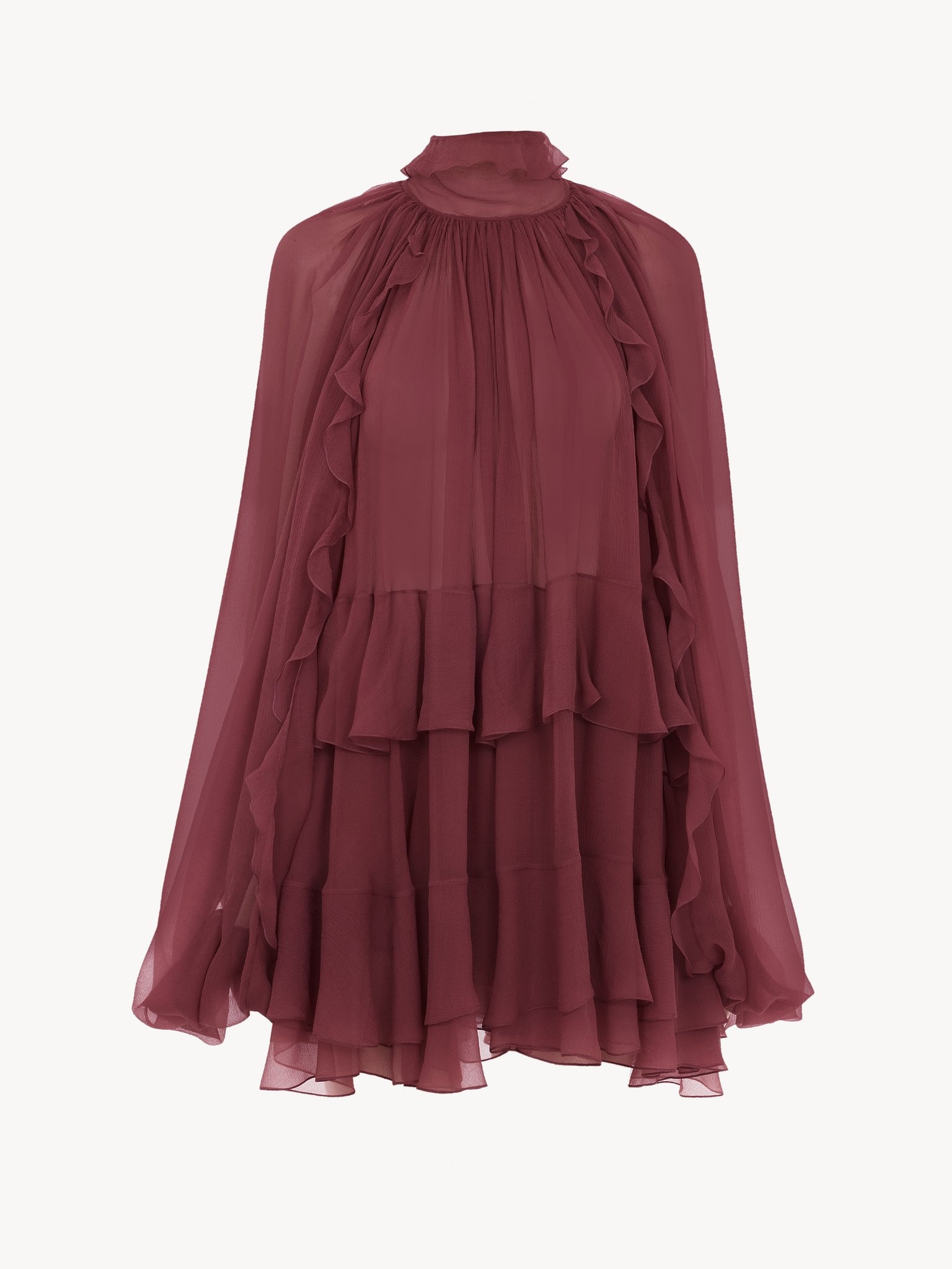 MINI CAPE DRESS IN SILK MOUSSELINE - 2