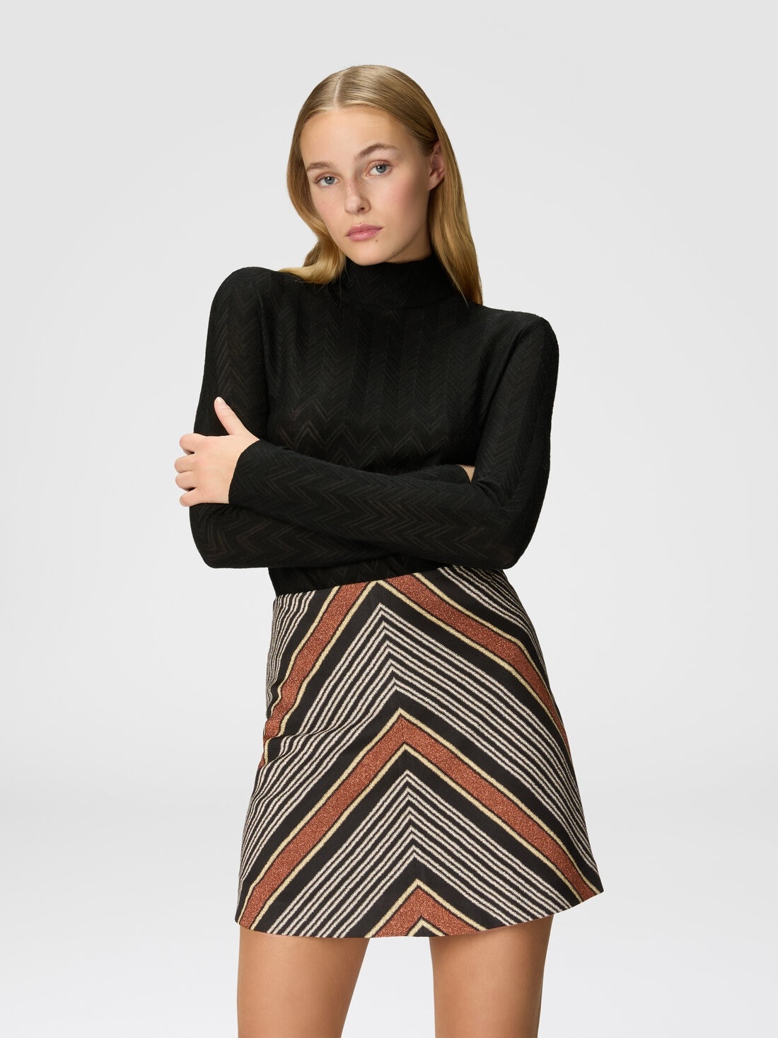 Lamé striped viscose miniskirt - 4