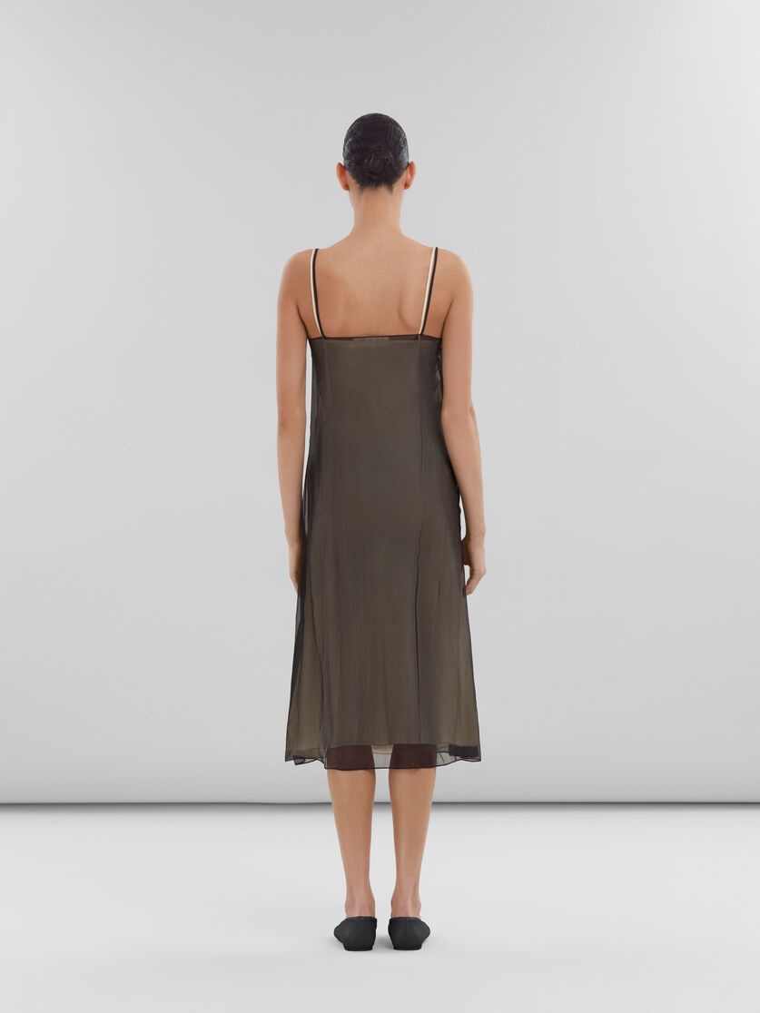 BLACK CREPON SLIP DRESS WITH FLOWER APPLIQUÉS - 3