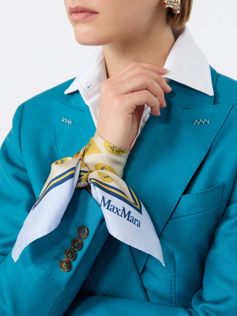 VALLO Printed silk scarf - LIGHT BLUE 4
