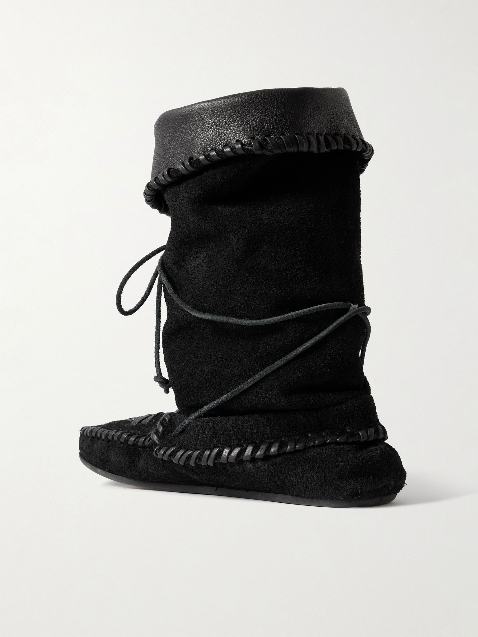 Winki tasseled whipstitched suede boots Black - 3