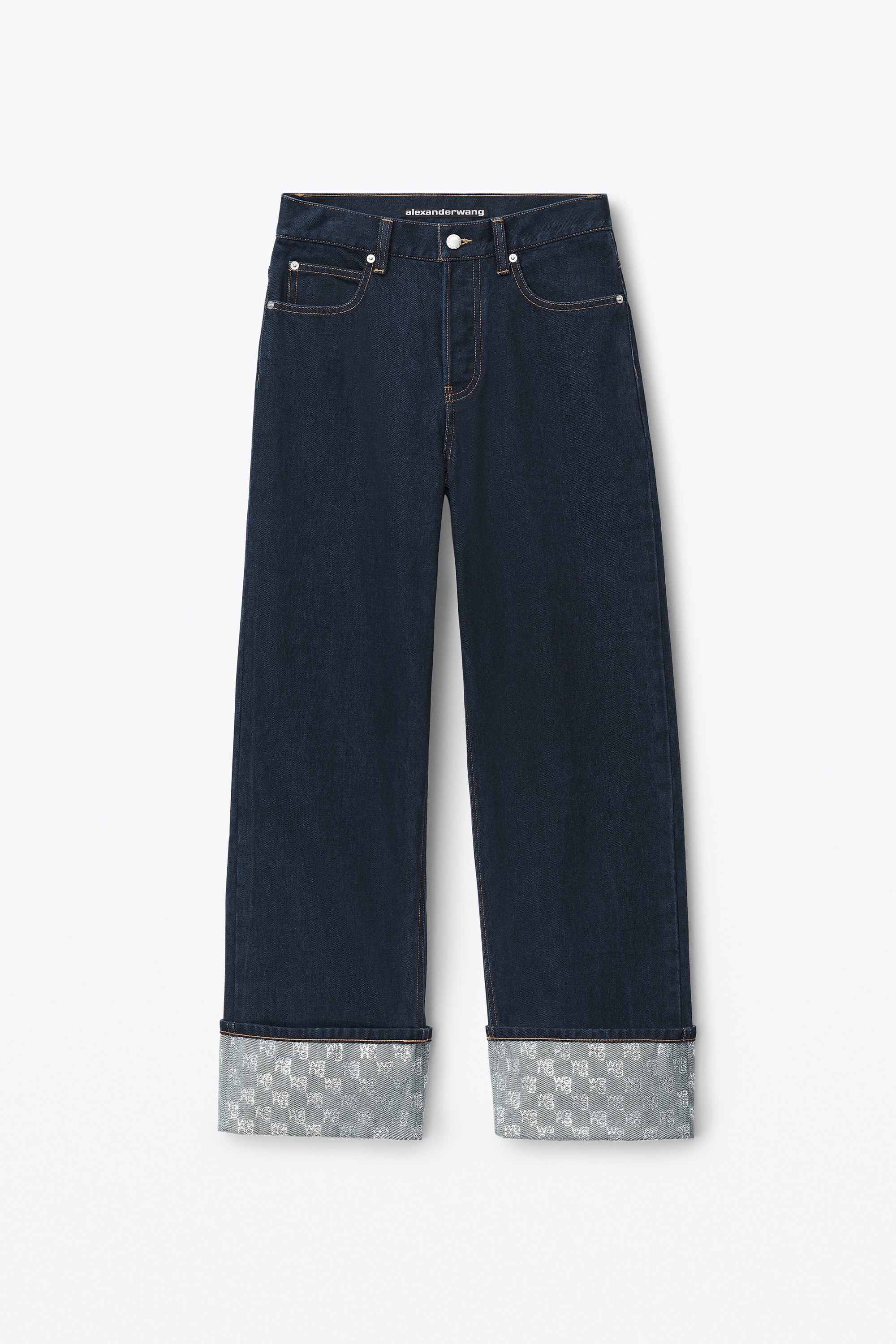 デニム・ジーパン Alexander Wang Jeans with logo crystal hotfix Blue Alexander Wang hotfix crystal cuff straight jean in denim