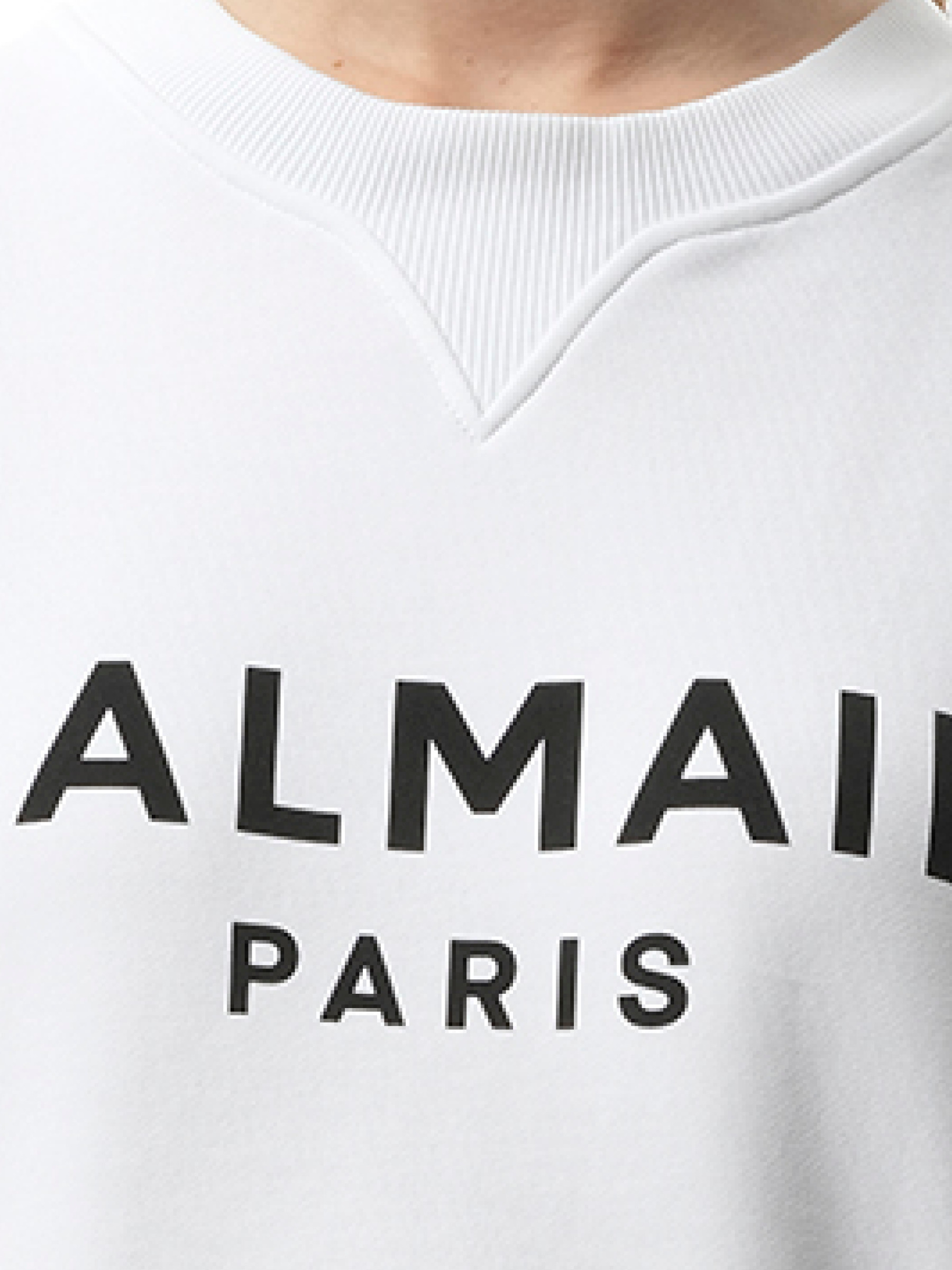 3 Button Balmain Printed Sweatshirt in White/Black - 3