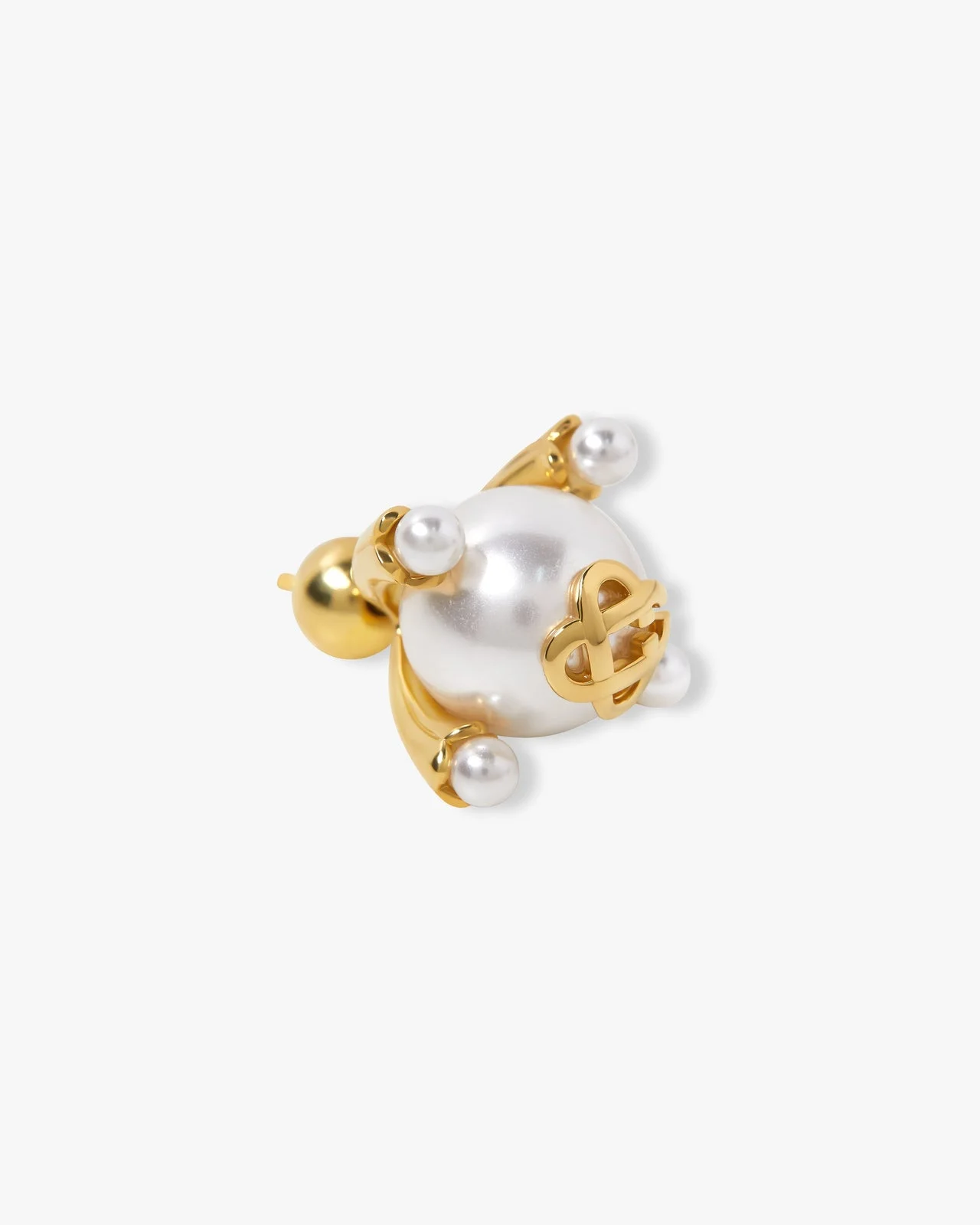 Gold & White Lotus Pearl Studs | Casablanca Paris - 1