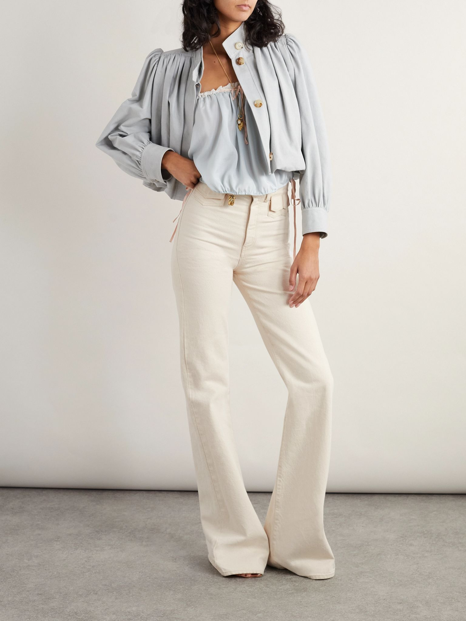 High-rise straight-leg jeans White - 2