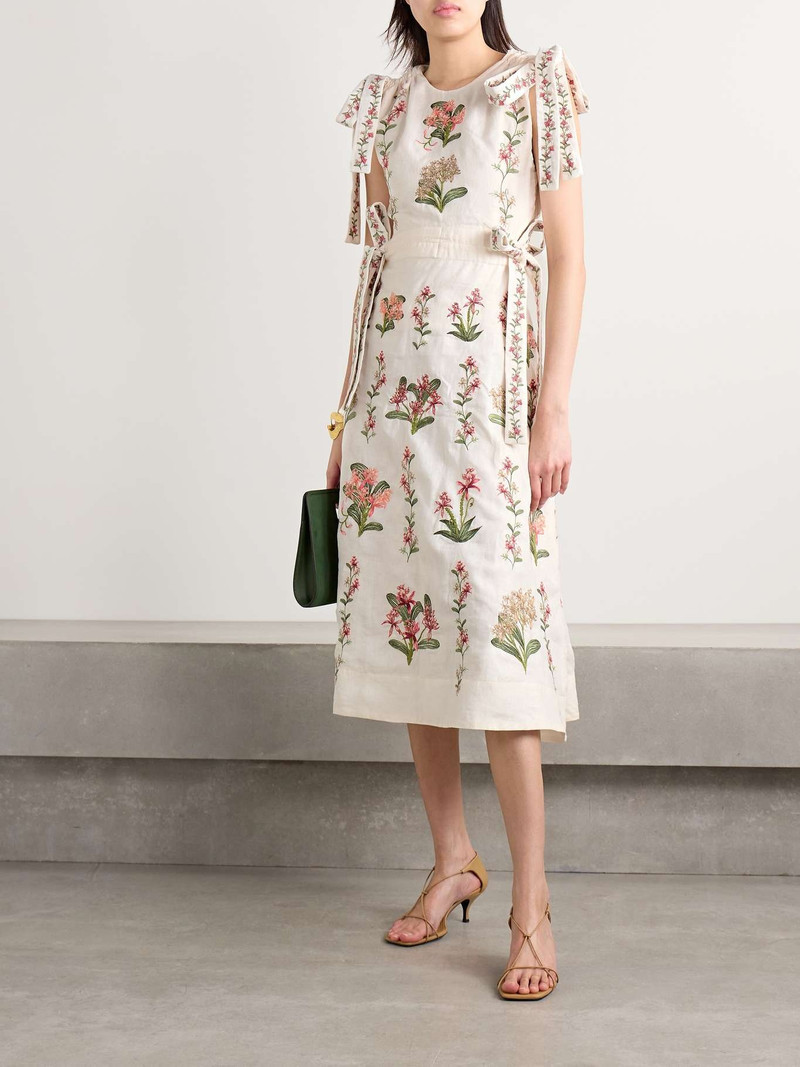 Agua by Agua Bendita Guanguacó Orquidea cutout embroidered linen midi dress Ivory outlook