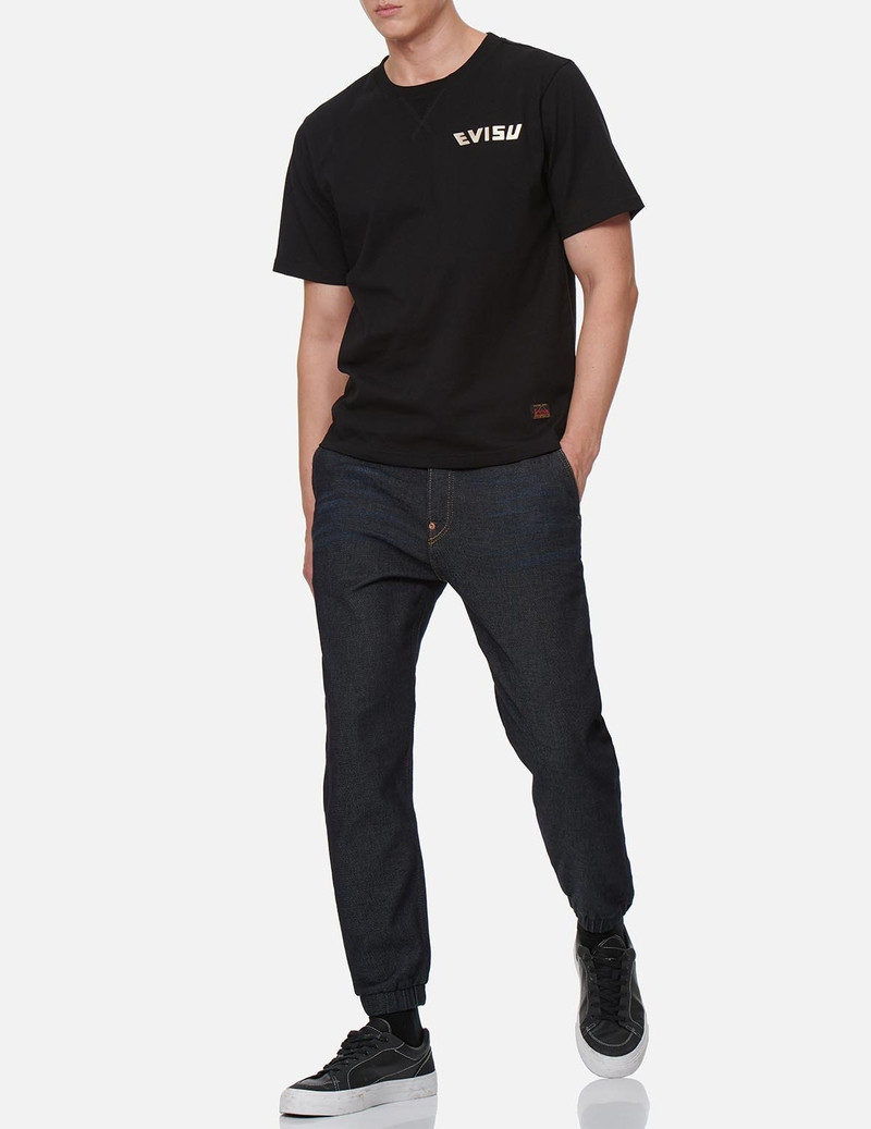 KAMON AND LOGO APPLIQUÉ DENIM JOGGER PANTS 4