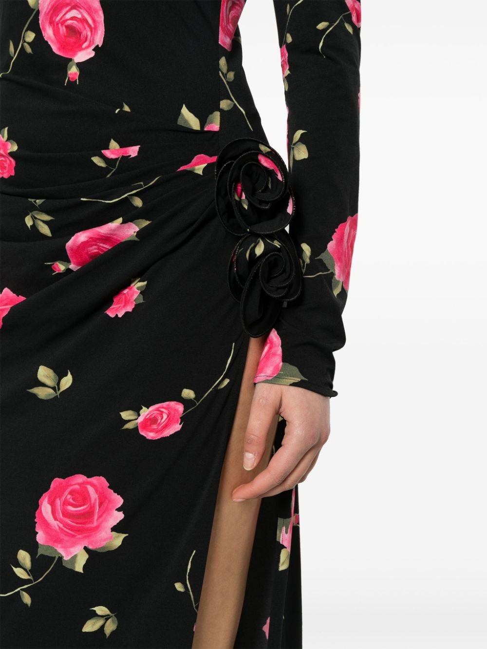 rose-print long dress - 5