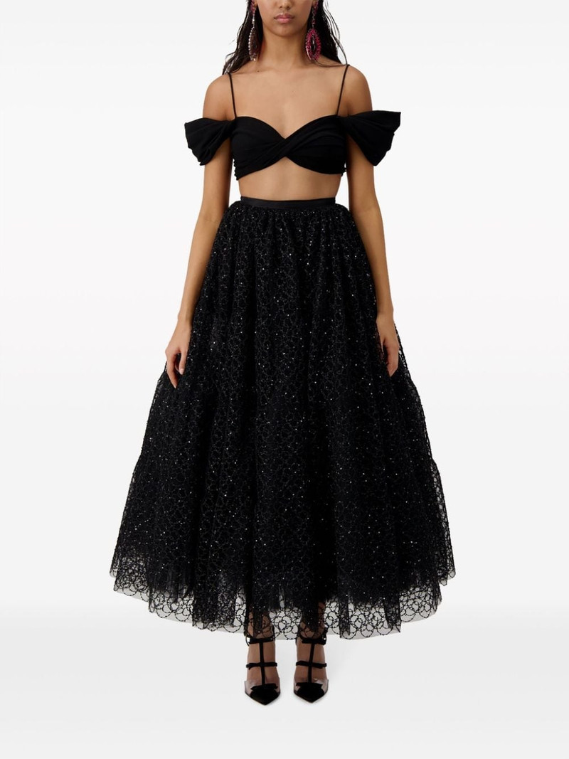 GIAMBATTISTA VALLI crystal-embellished embroidered-tulle skirt outlook