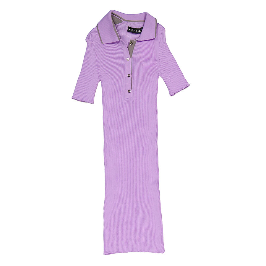 Y / Project Ladies Lilac Double Collar Polo Mini Dress - 4