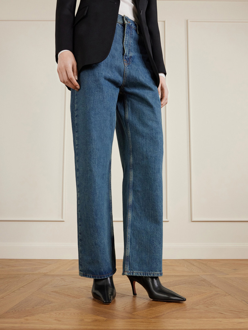 Amina Muaddi Jamie Leather Ankle Boots outlook