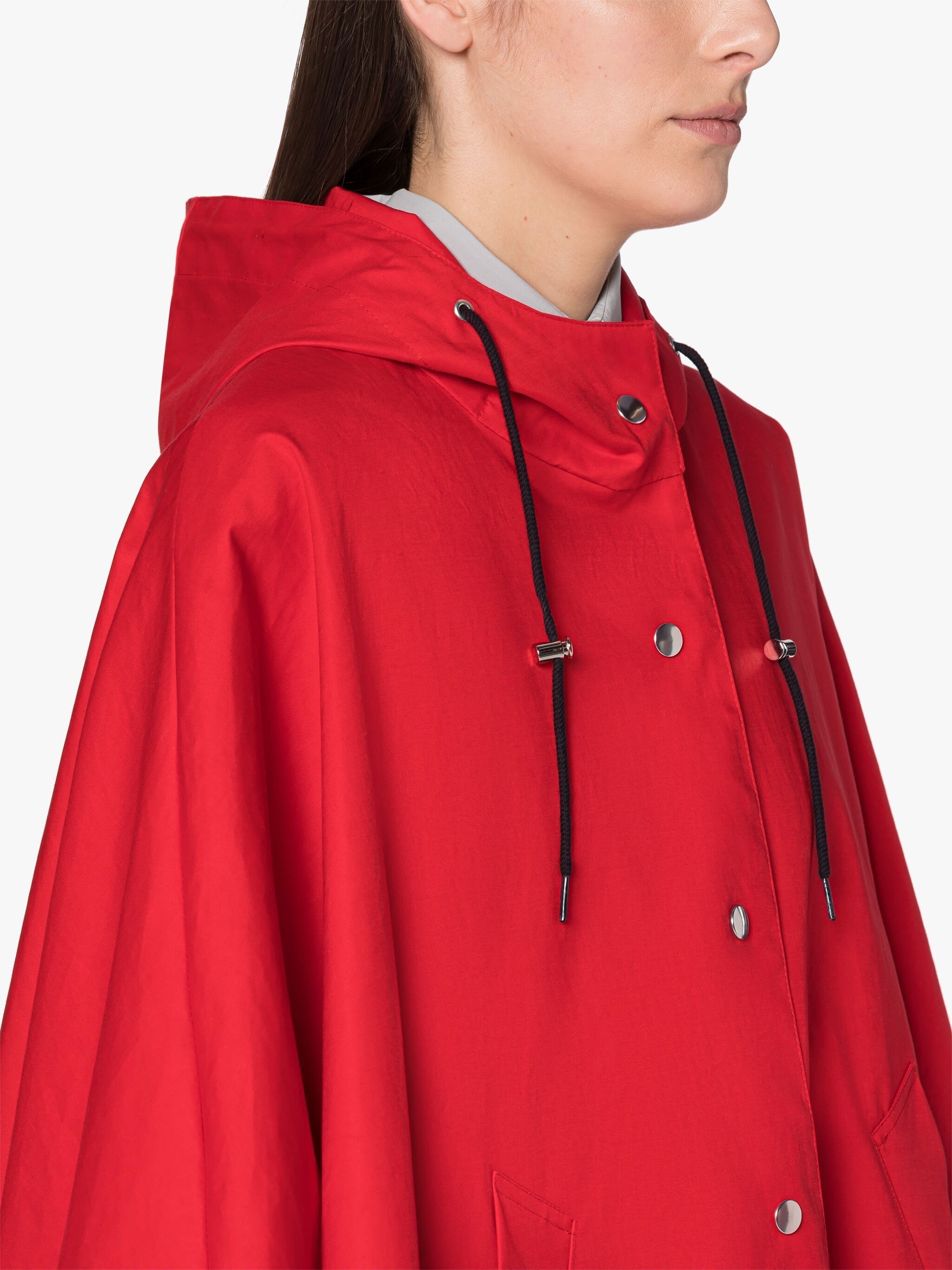 BONI RED RAINTEC COTTON HOODED PONCHO - 5