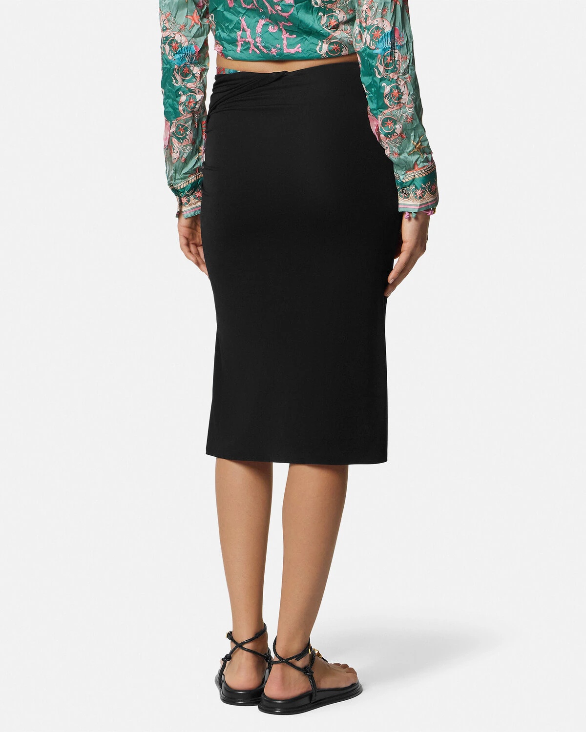 Underwater Barocco Draped Midi Skirt - 5