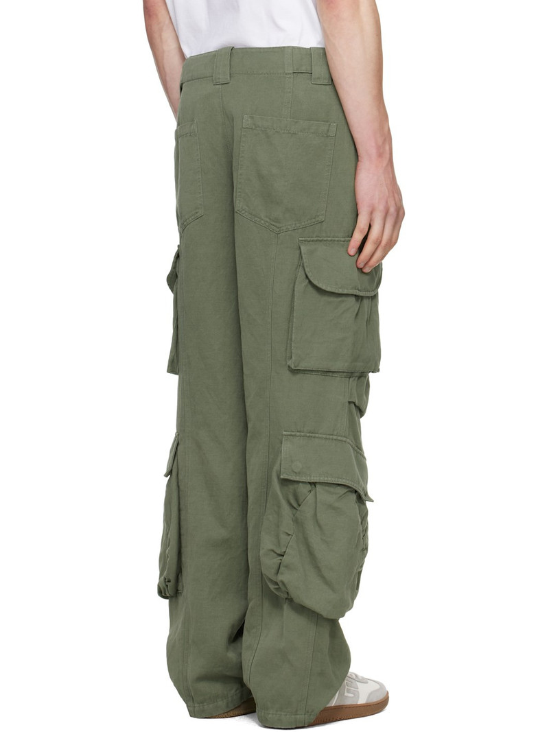 Khaki Cotton Linen Cargo Pants 3