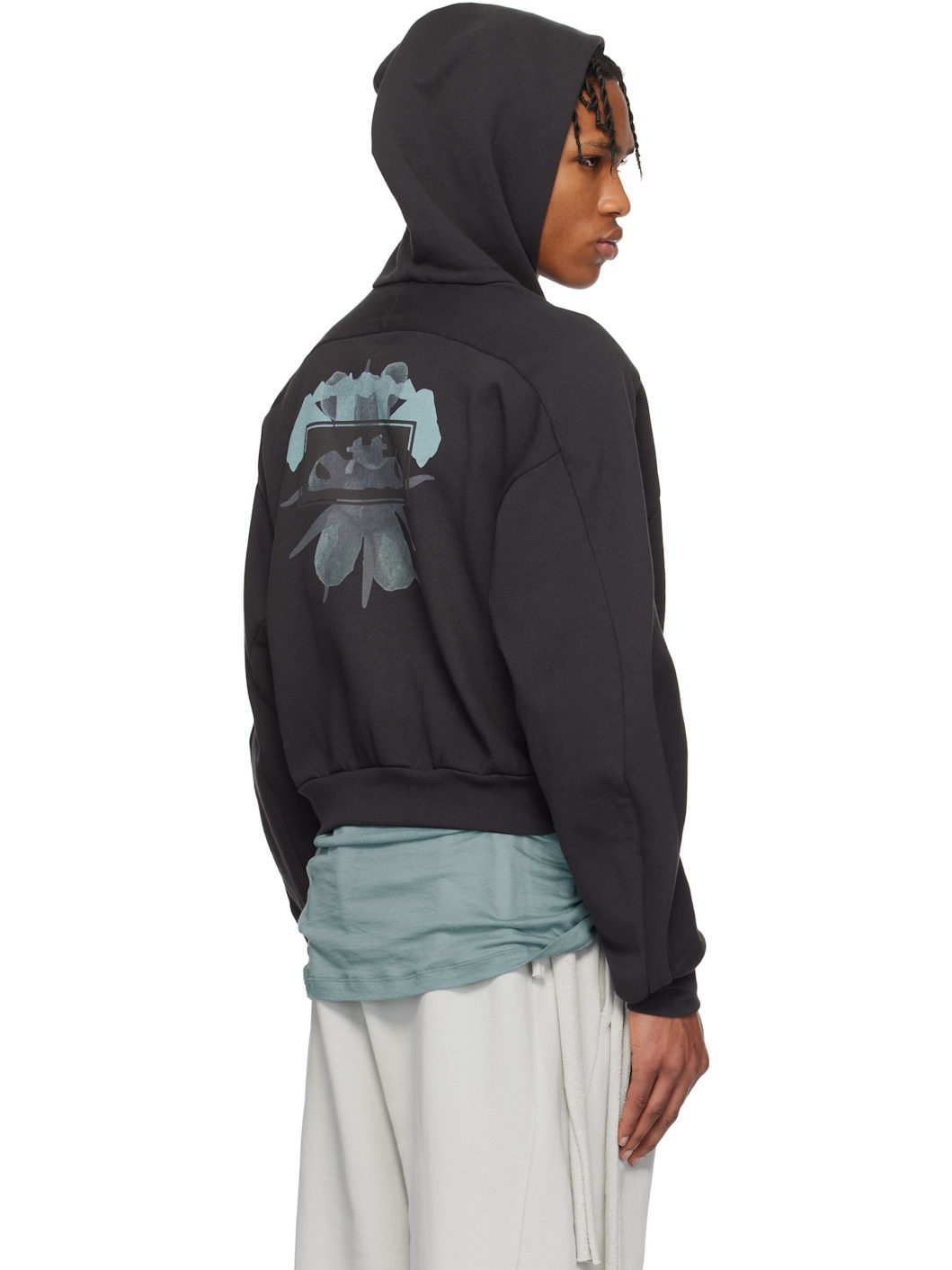 Black Multiline Zip Hoodie - 3