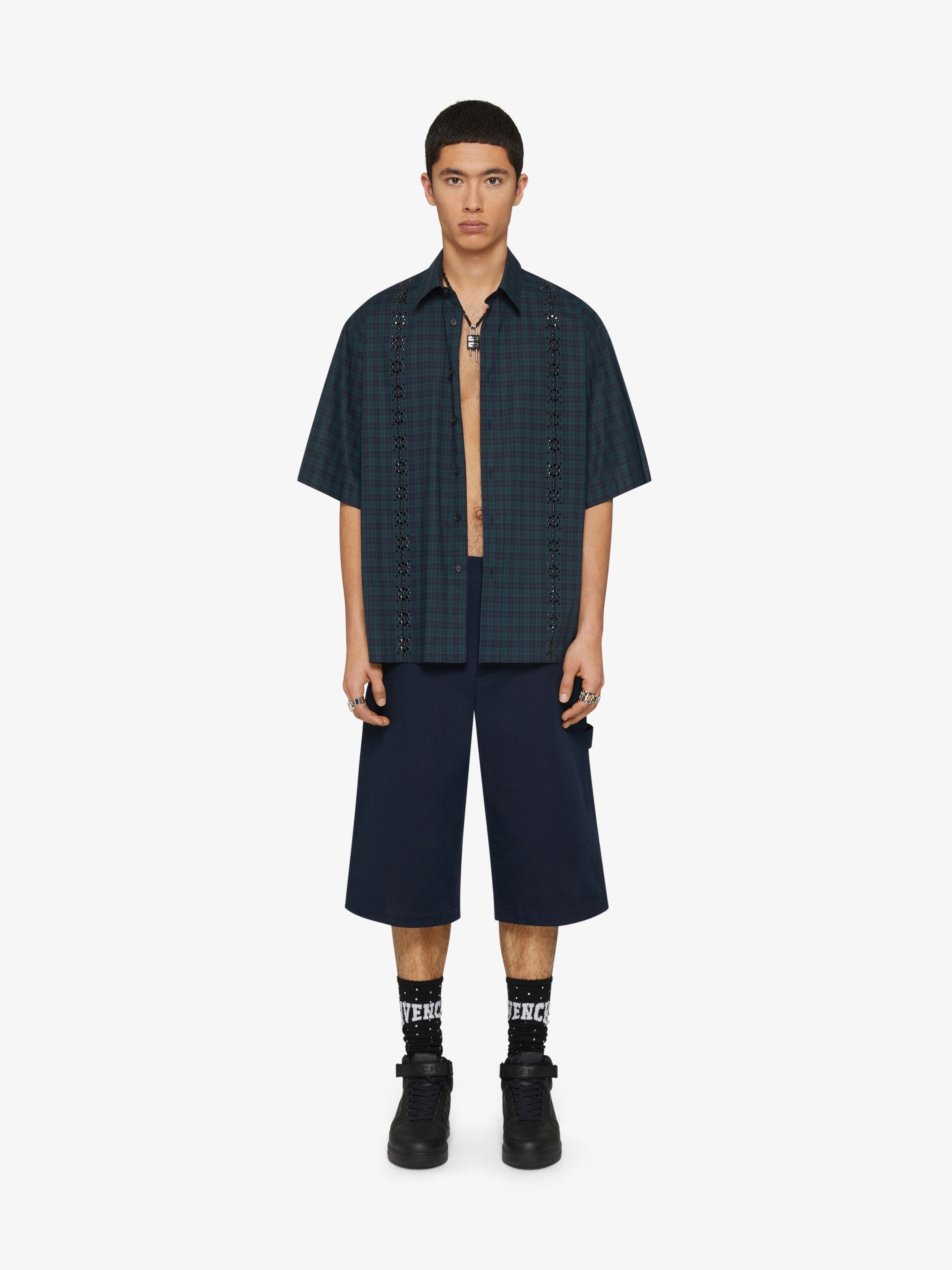 SHIRT IN CHECKED COTTON WITH CRYSTALS - 2