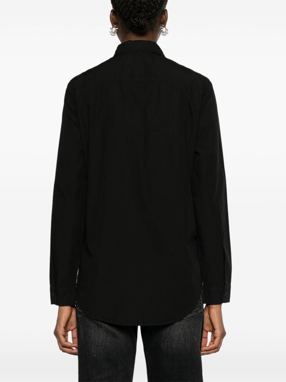organza-panel cotton shirt - 4