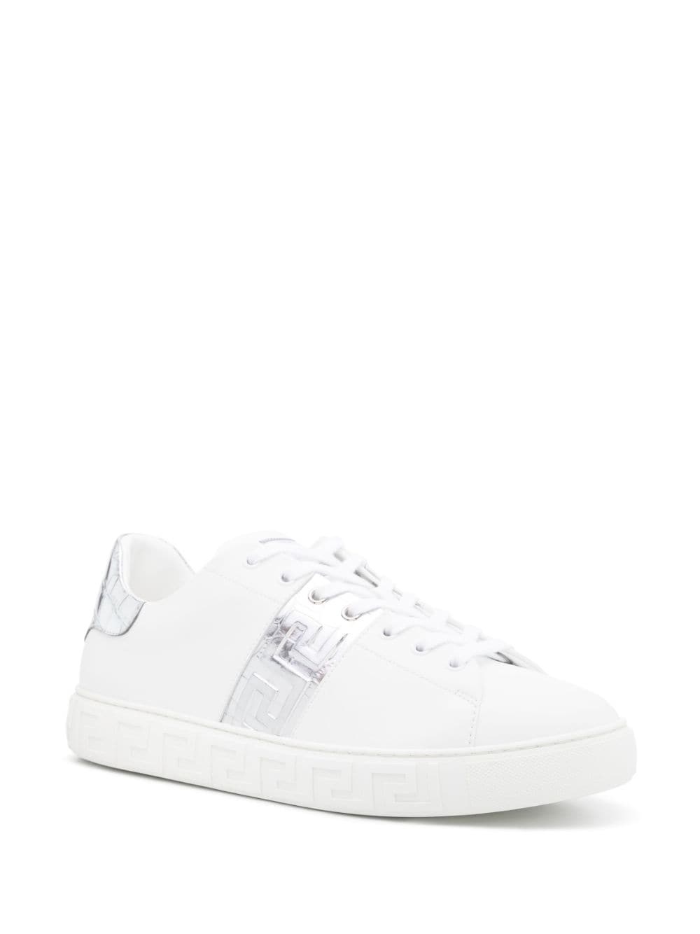 Greca-detail leather sneakers - 2