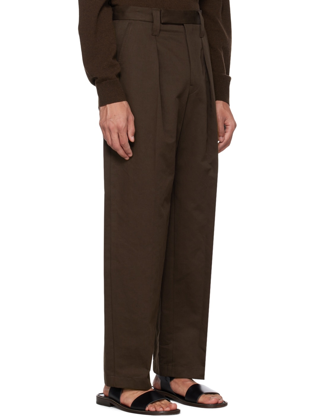 Brown One Pleat Trousers - 2