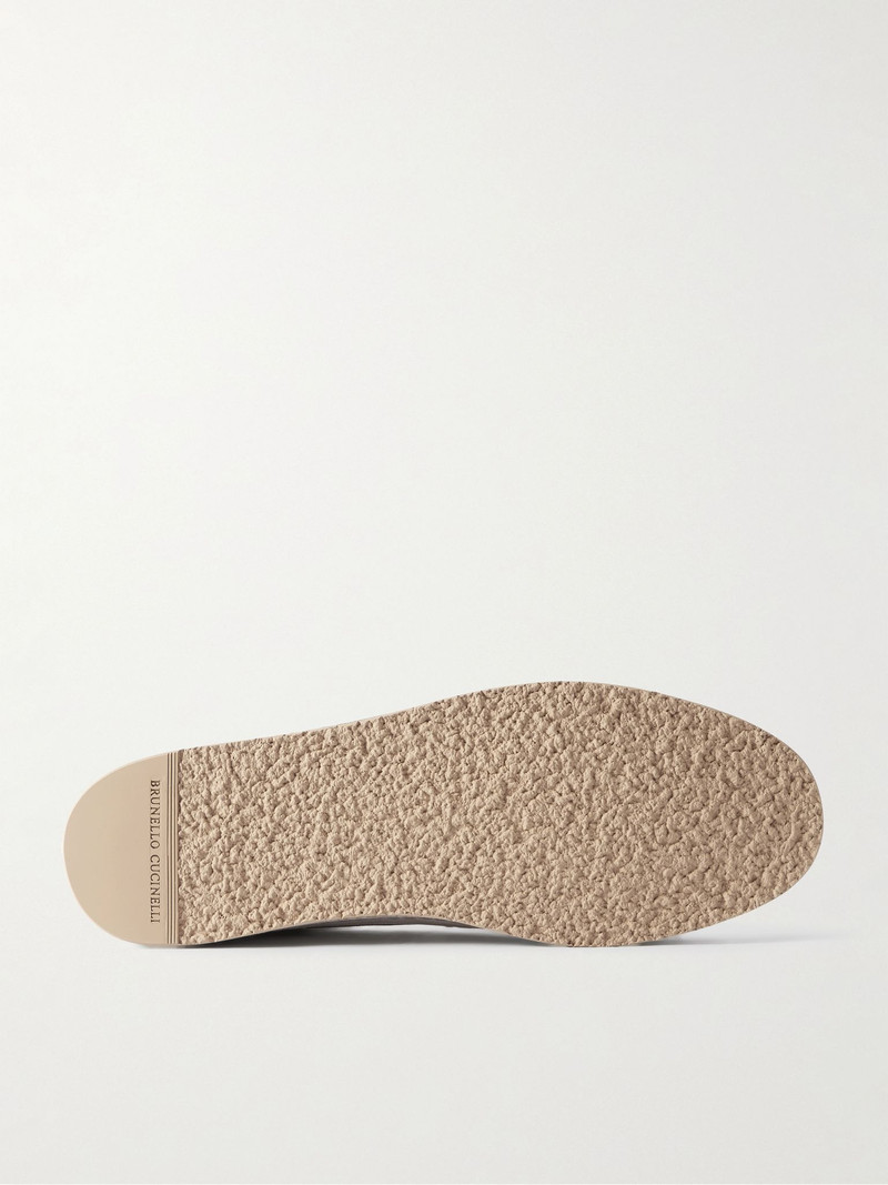 Brunello Cucinelli Washed-Suede Penny Loafers Beige outlook