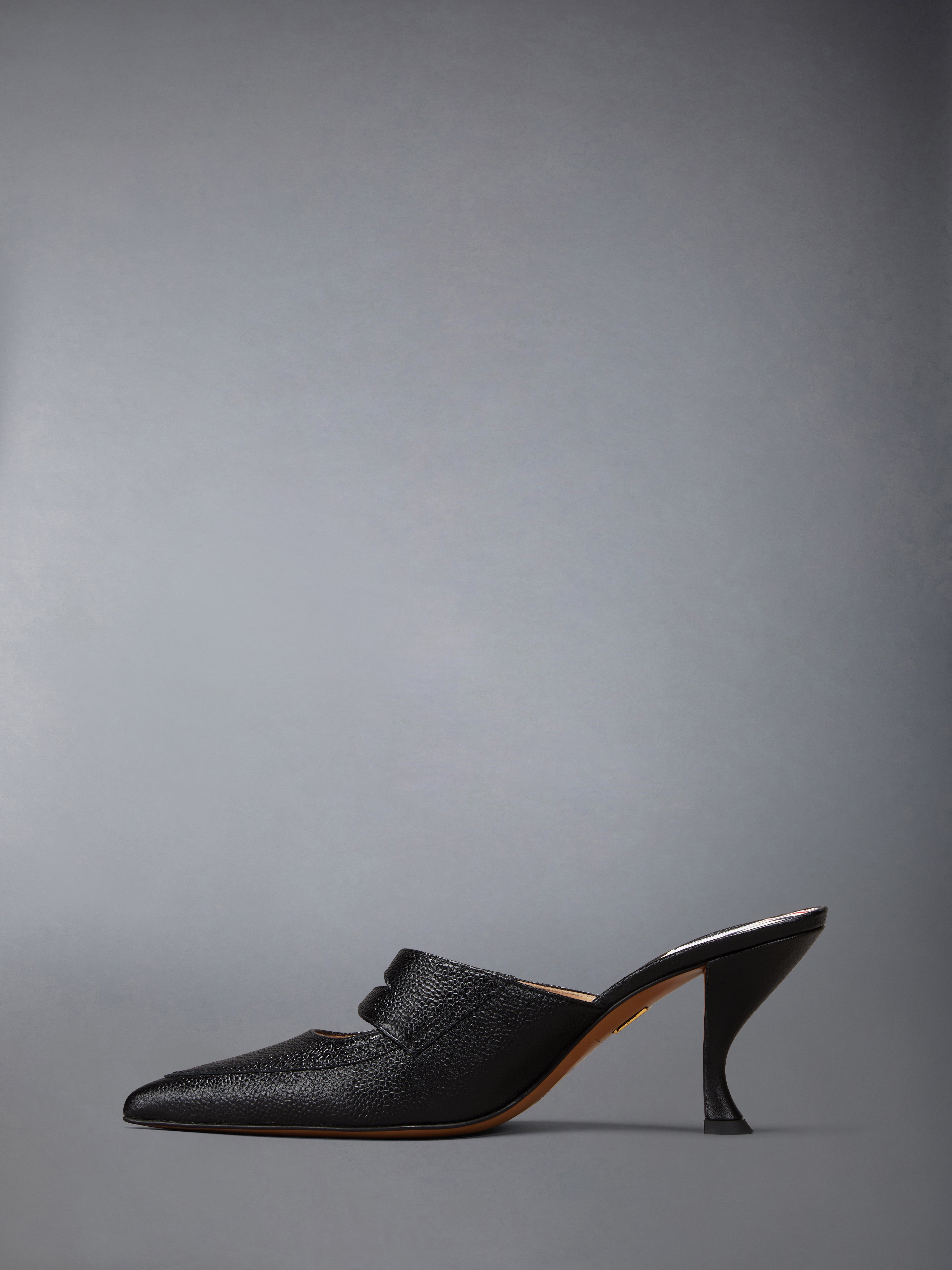 PEBBLE GRAIN CUT OUT PENNY LOAFER MULE - 3