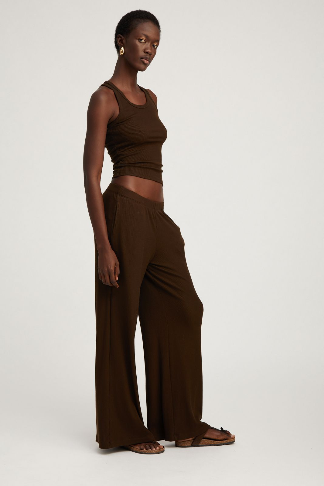 AMERICANO RIB WIDE LEG PANTS - 4