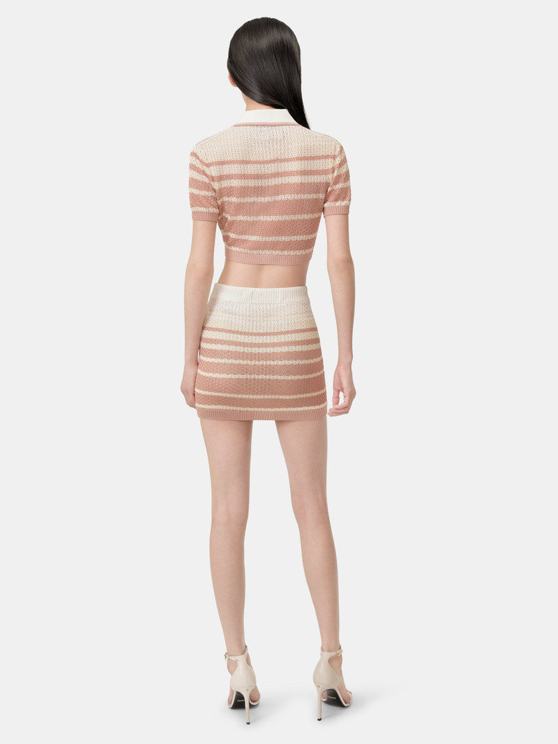 WOMEN'S STRIPE CROPPED POLO 2