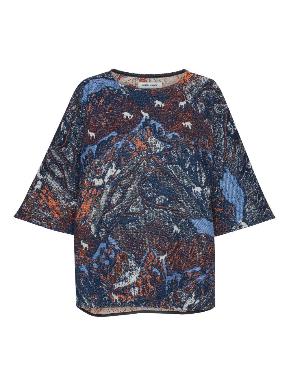 tapestry-print three-quarter sleeve top - 1