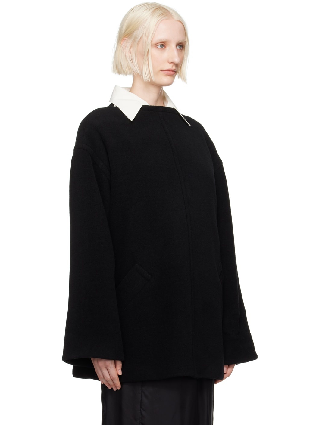 Black Boat Neck Sweatshirt - 2
