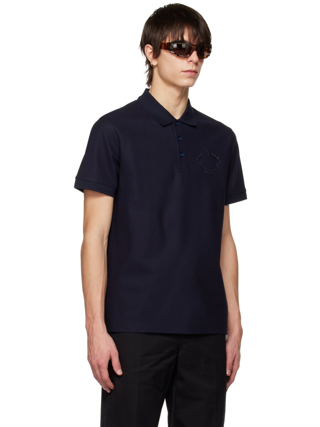 Navy Embroidered Polo - 2