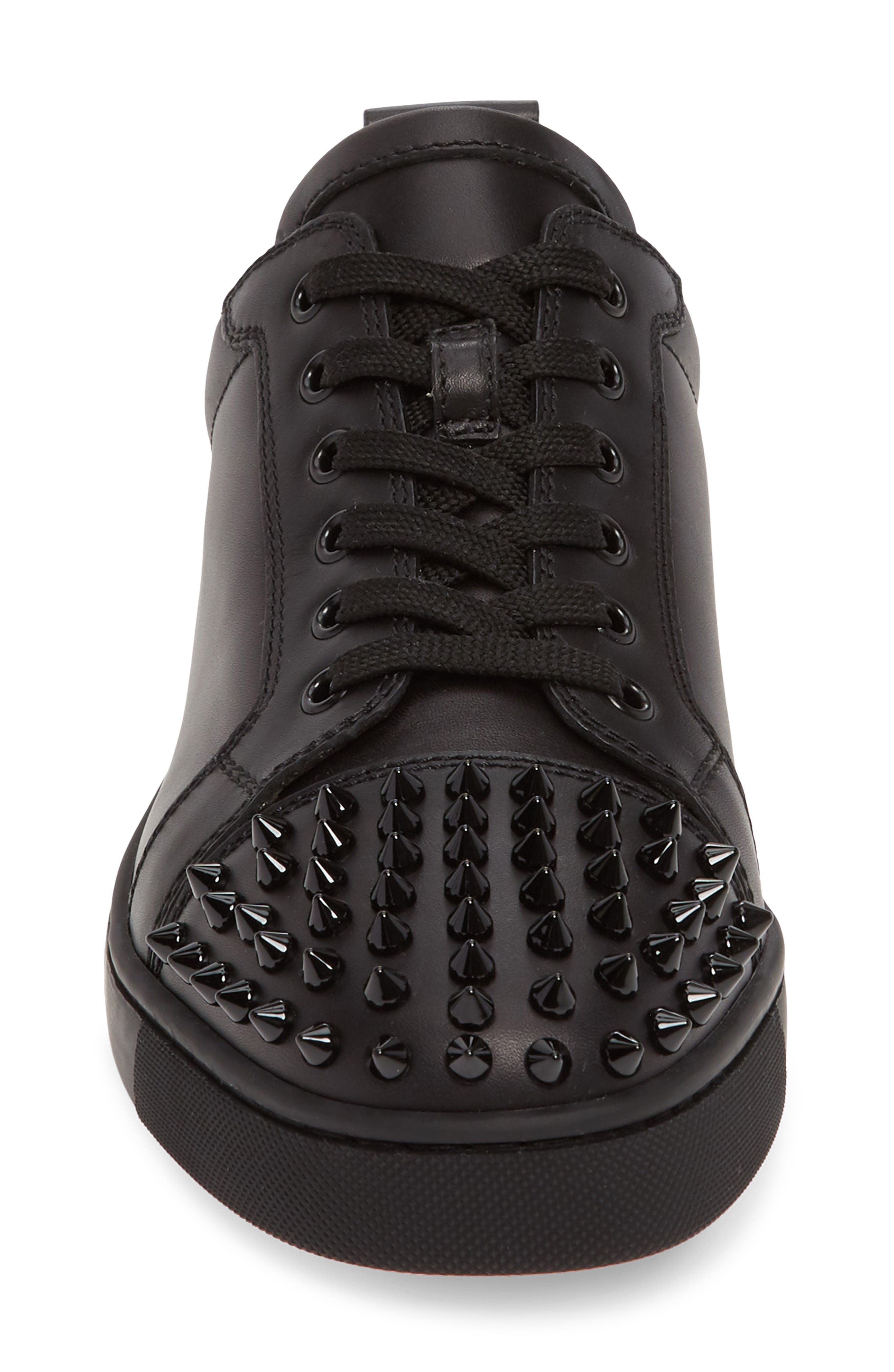 Christian Louboutin Louis Junior Spikes Sneaker in Black/Black at Nordstrom - 4