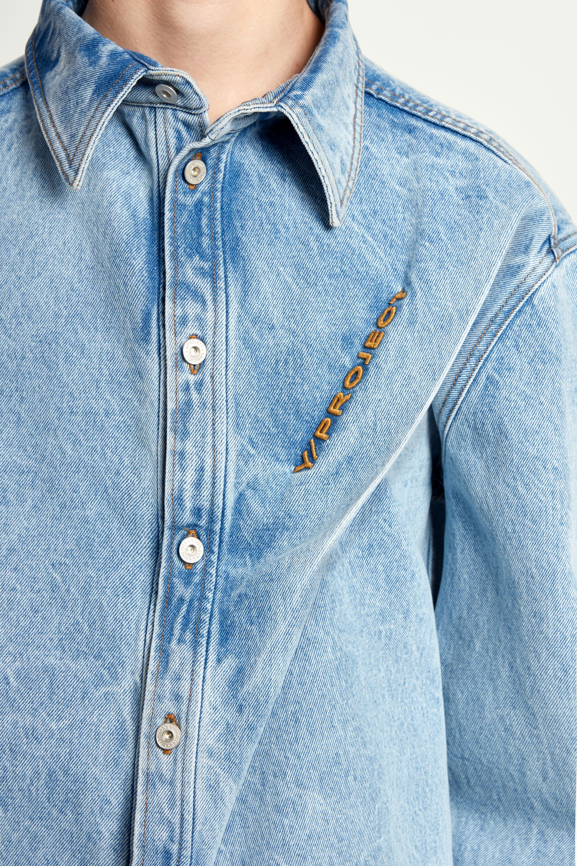 Pinched Logo Denim Shirt - 4