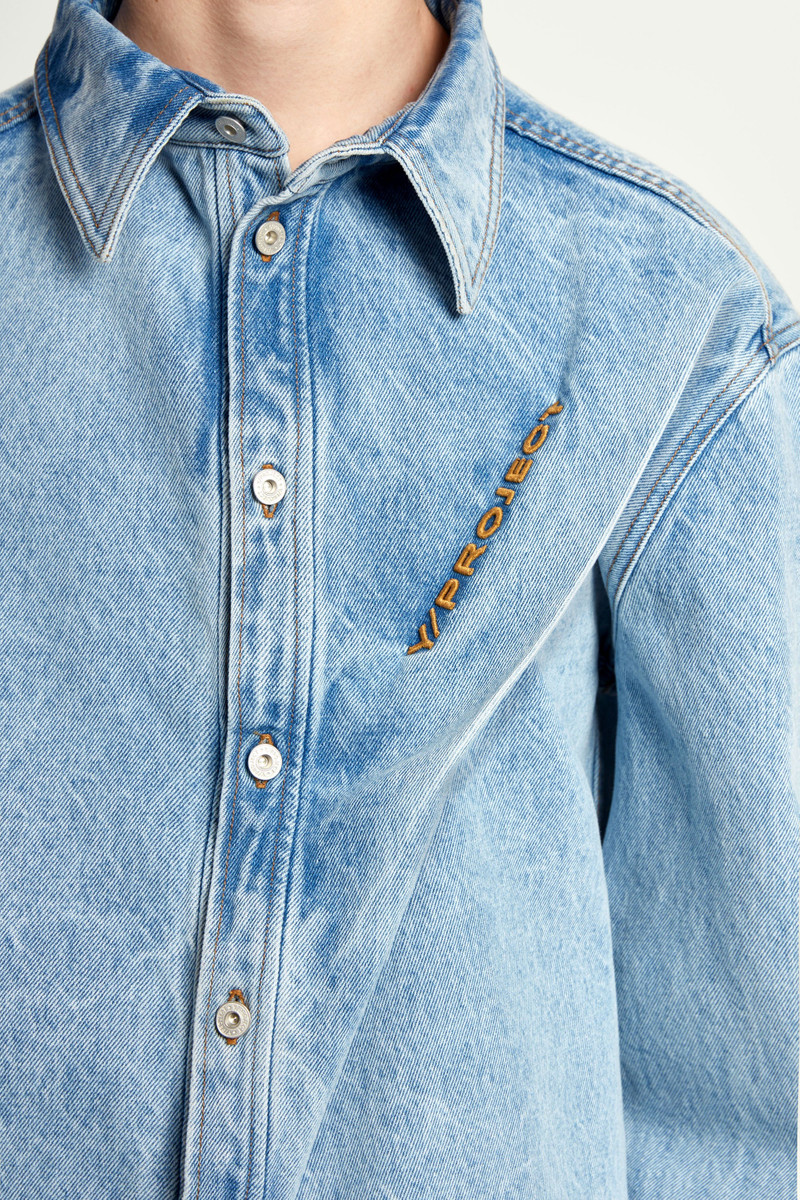 Pinched Logo Denim Shirt 4
