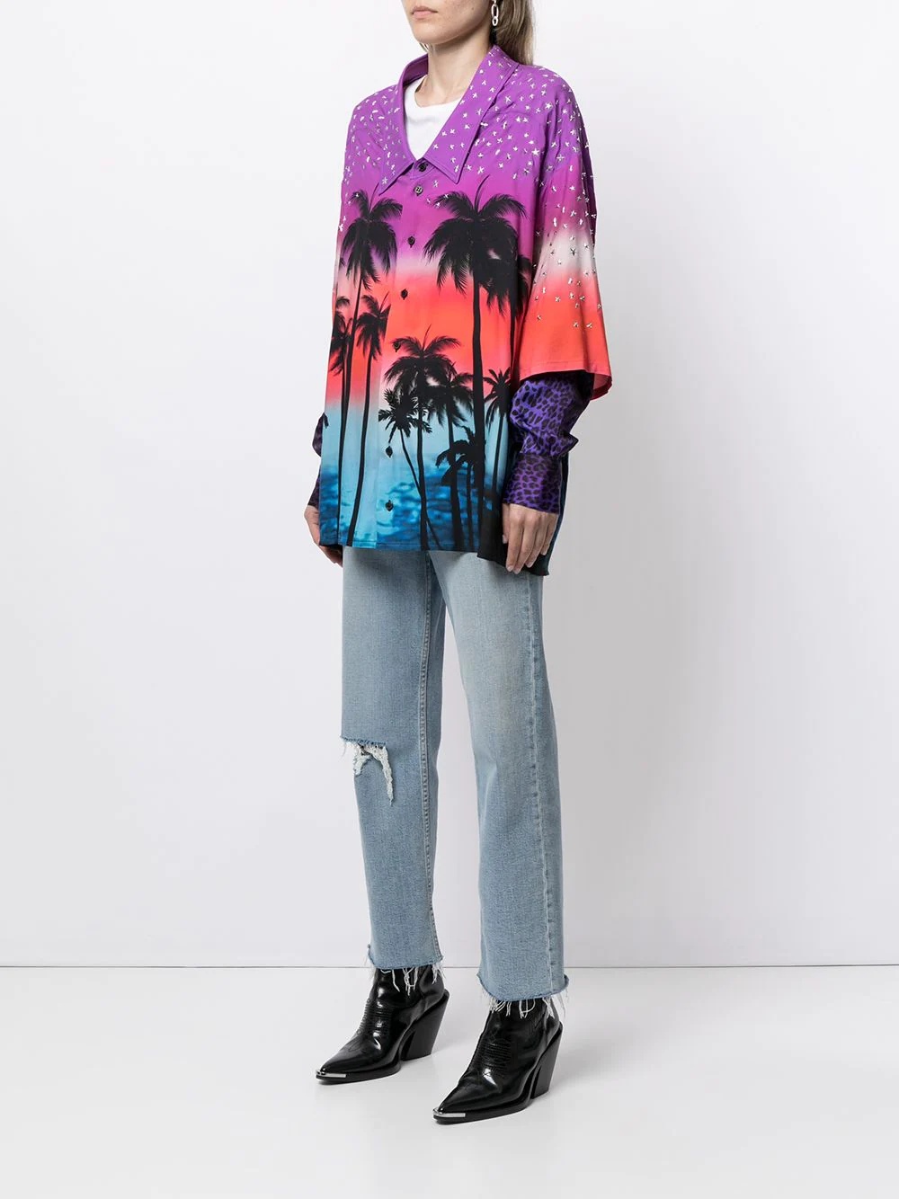 oversize palm tree-print shirt - 3